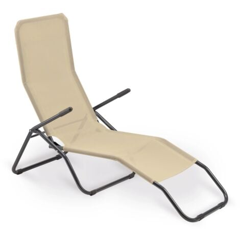 sdraio da giardino essenza "formentera" in acciaio e textilene beige 57x140x96 cm