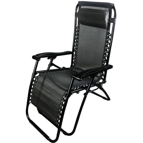 sdraio da giardino multiposizione con cuscino essenza "siesta" in acciaio e textilene nero 90x65x110 cm