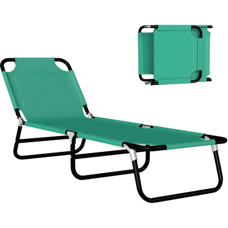Sdraio da Giardino Pieghevole con Schienale Reclinabile su 4 Posizioni, 188x56x28cm, Verde