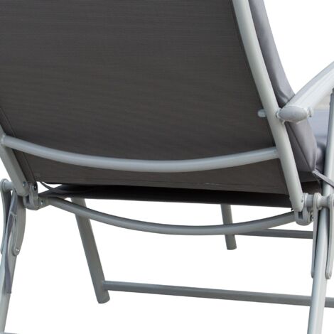Sdraio da Giardino Pieghevole Reclinabile 137x63,5x100,5 cm in Metallo e con Materassino Grigio
