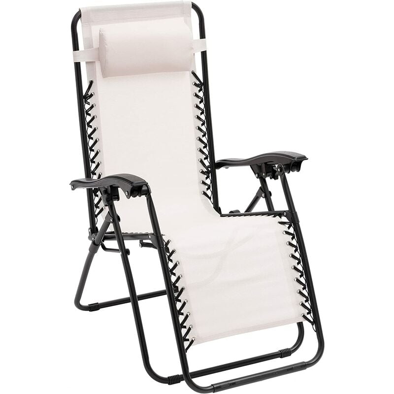 Chaise longue de jardin pliante Zero Gravity blanche 165 x 65 x 113 cm