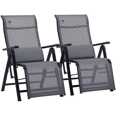 Sdraio da Giardino Zero Gravity Set 2 Pz, Regolabile su 9 Livelli, con Cuscini, 65x70x111cm, Grigio