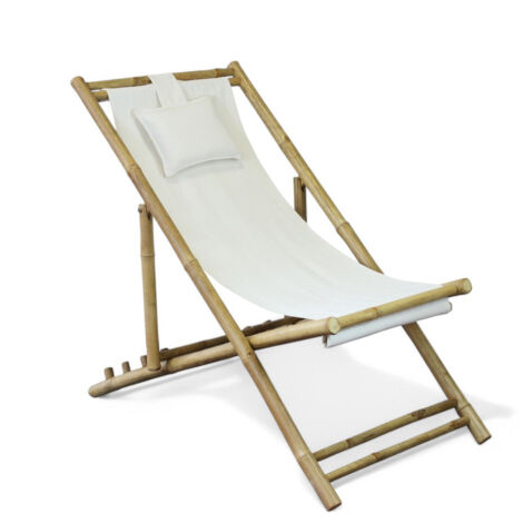 Sdraio dondolo in bamboo legno marrone con cuscino per relax 117x60xH68 cm
