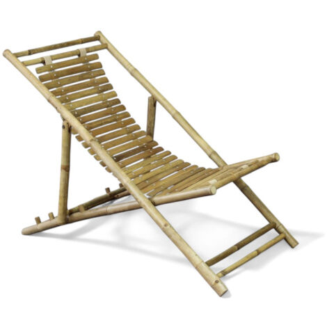 Sdraio dondolo in legno bamboo marrone 117x60xH68 cm per giardino arredamento esterno