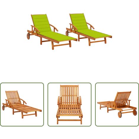 Sdraio esterna -  Sdraio 2 pz con Cuscini in Legno Massello di Acacia