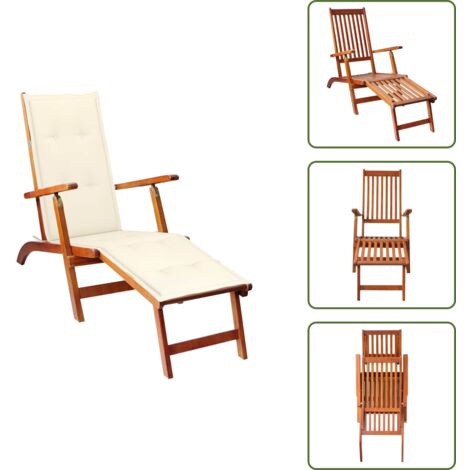 Sdraio in acacia - vidaXL Sdraio da Esterni con Poggiapiedi e Cuscino Massello di Acacia - Sdraio con cuscino