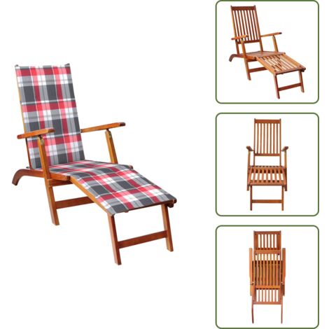 Sdraio in acacia - vidaXL Sdraio da Esterni con Poggiapiedi e Cuscino Massello di Acacia - Sdraio con cuscino