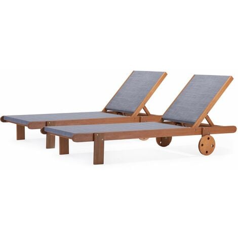 Sdraio in legno esotico "Saïgon" - Maple - Grigio - Set di 2