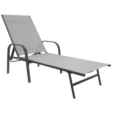 Sdraio lettino Hawaii grigio in acciaio verniciato e seduta in textilene cm 199x68x31 da mare piscina giardino
