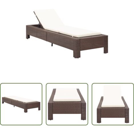 Sdraio -  Lettino Prendisole con Cuscino Marrone in Polyrattan