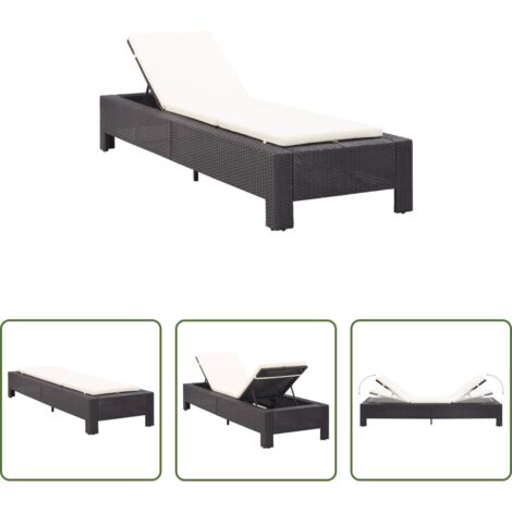 Sdraio -  Lettino Prendisole con Cuscino Nero in Polyrattan