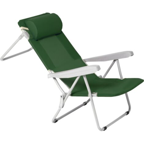 Sdraio Marina regolabile in acciaio 6+1 posizioni cm 119x59x50 verde funzione letto sedia da spiaggia piscina esterno