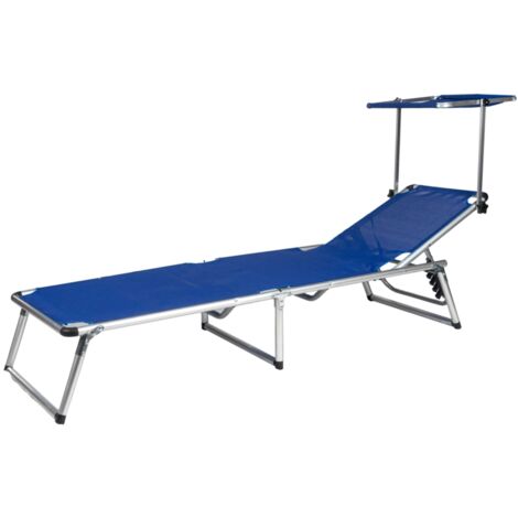 sdraio pieghevole reclinabile con tettuccio eurogarden in textilene blu 189,5x60,5x79,5/30,5 cm