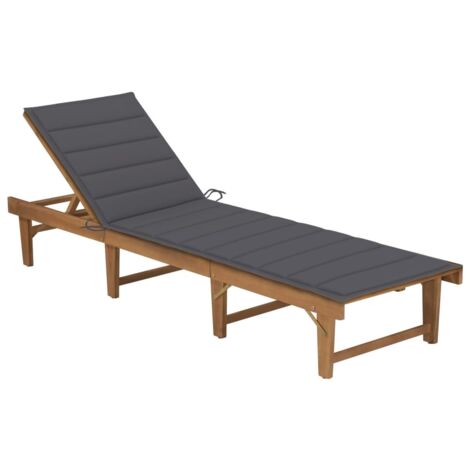Sdraio prendisole lettino da giardino terrazza mobili da esterno pieghevole con cuscino in legno massello di acacia 020012849