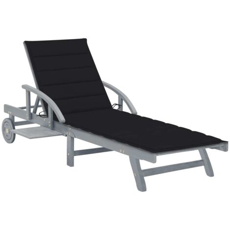 Sdraio sdraio prendisole lettino da giardino terrazza mobili da esterno con cuscino legno massello di acacia 020012391