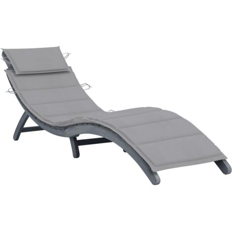 Sdraio sedia a sdraio lettino da giardino lettino da giardino terrazza mobili da esterno con cuscino grigio legno massello di acacia 020012462