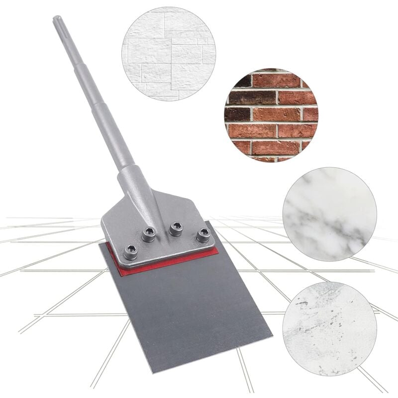 Sds Max Ciseau à spatule pour colle Tapis Ciseau Grattoir à sol en acier pour carrelage Enlèvement de sol Ciseau à spatule Ciseau large Ciseau à