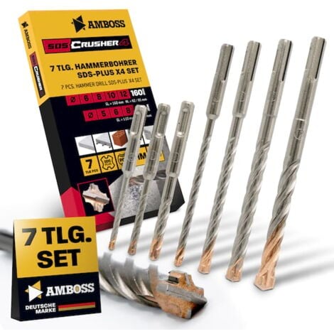 AMBOSS WERKZEUGE SDS-Plus 4 Schneider Set 7tlg GL110mm 5. 6. 8mm GL160mm 6. 8.