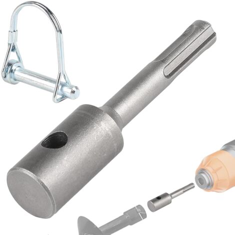 SDS Plus Adapter with Pin for Auger Drill Bits ⌀40-150 mm, Cordless Pile Auger Drill Bit, Robust and Durable