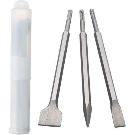 SDS-Plus Set of 3 SDS-Plus chisels with tool holder and high-quality hexagonal shank