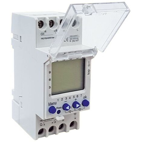 SDT582C interrupteur horaire programmable digital 24h/7j – 16A – 220VAC – 58 programmes – Montage sur rail DIN – Pour éclairages et chauffages – IMO