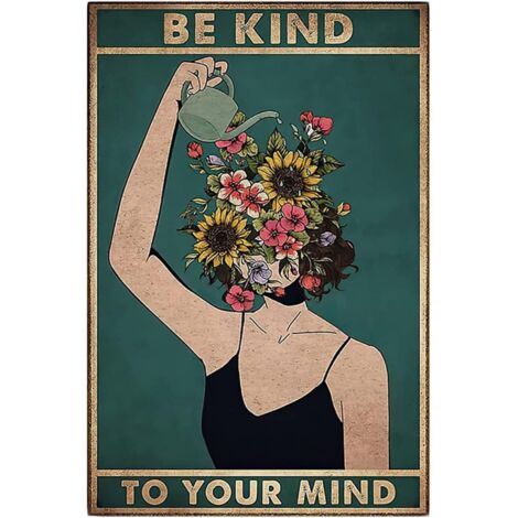 Sé amable con tu mente, póster de arte de pared vintage hippie bohemio, regalo de aliento para mujeres, decoración de pared para el hogar, la oficina, el dormitorio, la sala de estar y la cafetería.