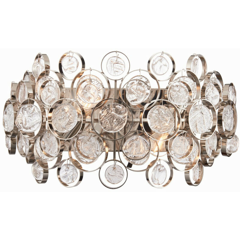 

Marella - Lámpara de pared Placa de níquel brillante y vidrio transparente 2 luces Regulables IP20 - E14 - Endon Lighting