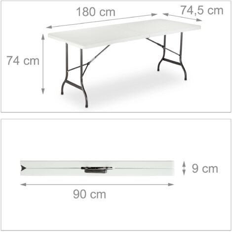 Se mesa y 2 bancos de jardín plegables 180 cm blanco 130002461