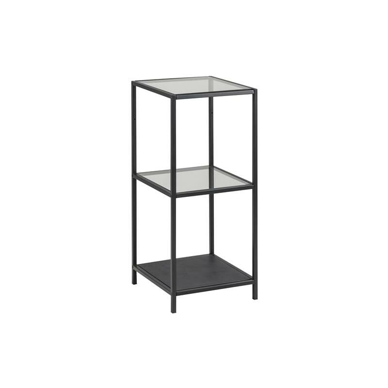 Ebuy24 - Sea Étagère avec 2 tablettes de rangement en verre clair et métal noir.