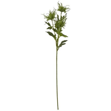 Sea Holly Spray (Single Stem Flower) - Plastic - Height 67 cm - Green