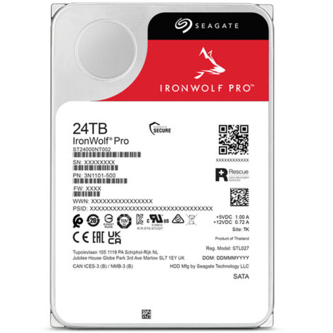 Seagate IronWolf Pro ST24000NT002 disco rigido interno 24 TB 7200 Giri/min 512 MB 3.5 pollici Serial ATA III