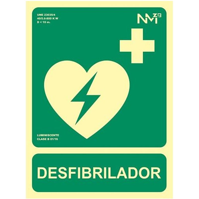 

Señal Luminiscente DesfibriLador PVC 22.4x30 cm Verde