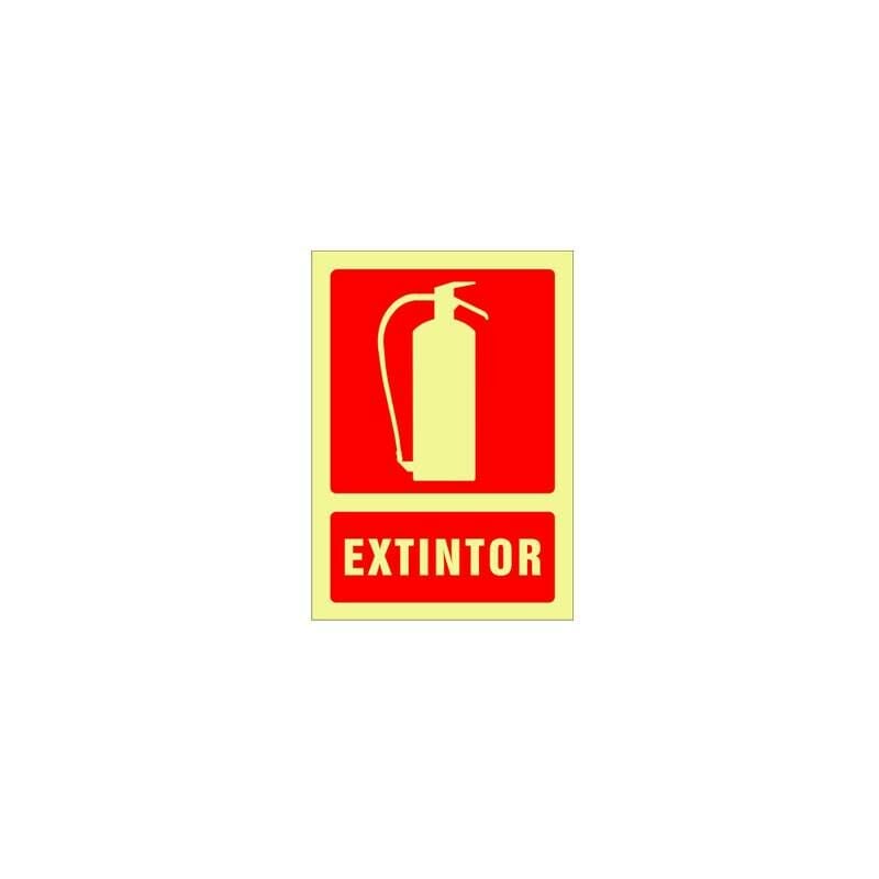 

Señal pequeña extintor contra incendio bilingüe