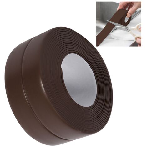 [Seal Stick] Selbstklebende Badewannen- und Wandleiste für Waschbeckenkanten, Küchen, PVC, Braun (Nr. 4, 38 mm x 3,2 m)