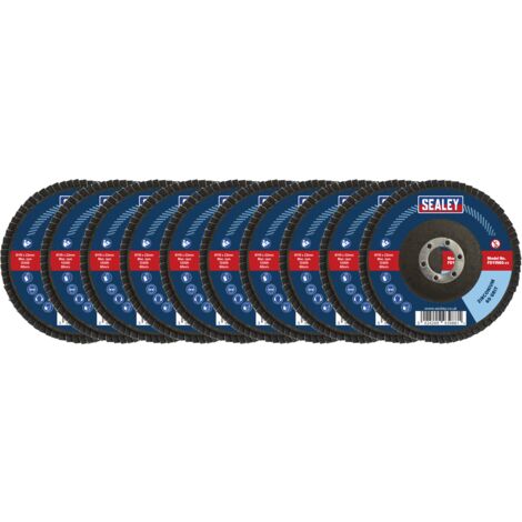 Sealey 115mm Zirconium Flap Discs Assorted Grit 22mm Bore - Pack of 10 FD115MIX