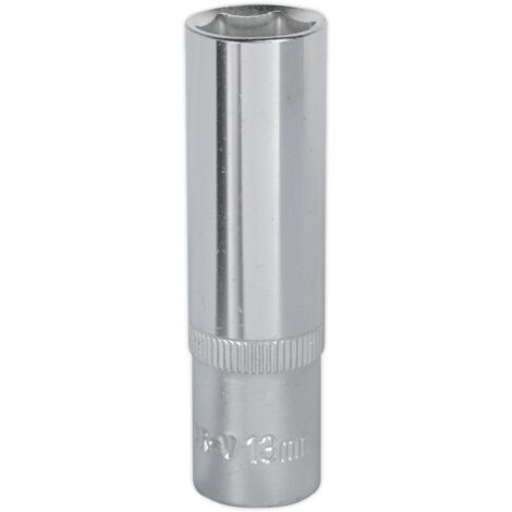 Sealey 13mm Deep 3/8""Sq Drive WallDrive Socket Chrome Hardened Tempered S3813D
