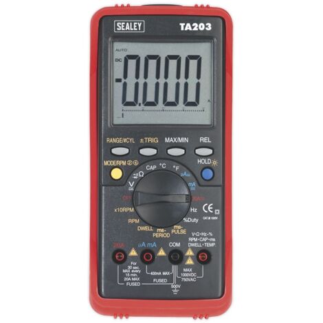 Sealey 15-Function Digital Automotive Multimeter with Bar Graph/PC Link TA203