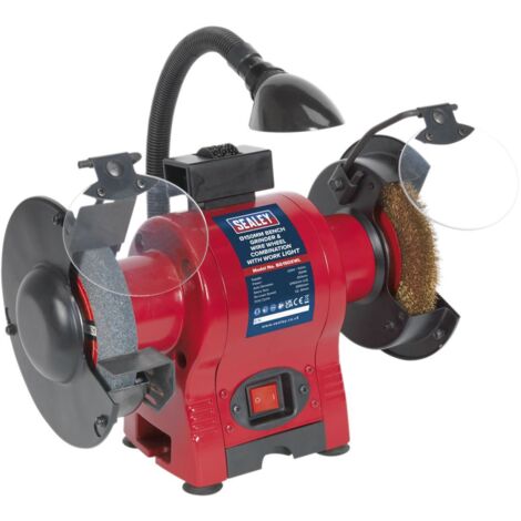 Sealey 150mm Bench Grinder & Wire Wheel Combination with Worklight 250W/230V BG150XWL