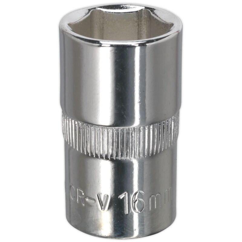 SP1216 Premier Fully Polished Socket 1/2''Sq Drive 16mm - Sealey