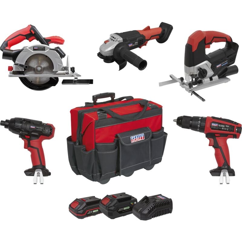 Sealey - CP20VCOMBO13 5 x SV20 Series Cordless Power Tool Combo Kit - 2 Batteries