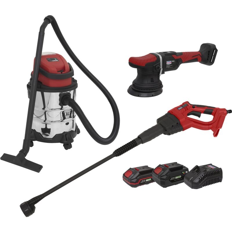 Sealey CP20VCOMBO10 3 x SV20 Series Cordless Car Valeting Combo Kit 20V - 2 Batteries