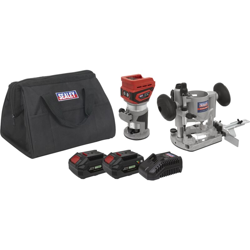 CP20VTRKIT SV20 Series Cordless Trimming Router Kit 20V 4Ah - 2 Batteries - Sealey