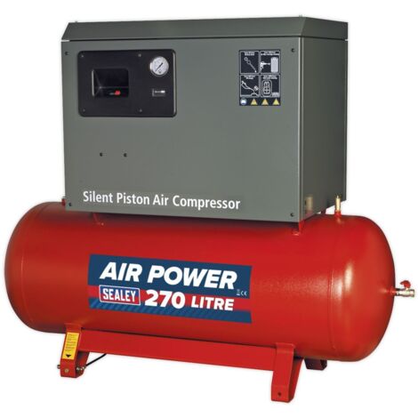 Sealey 270L Low Noise Belt Drive Air Compressor with Cast Cylinders 5.5hp 2-Stage SAC42755BLN