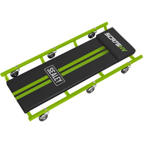 Sealey 36"" Deluxe American-Style Creeper with Steel Frame & 6 Wheels - Hi-Vis Green SCR75HV