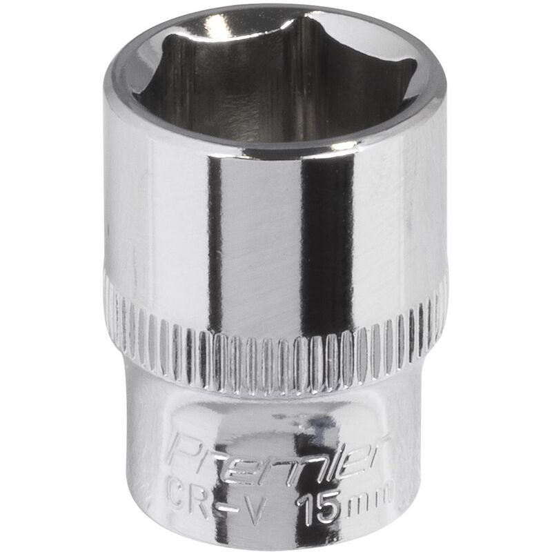 3/8''Sq Drive Socket 15mm WallDrive Chrome Standard Length SP3815 - Sealey