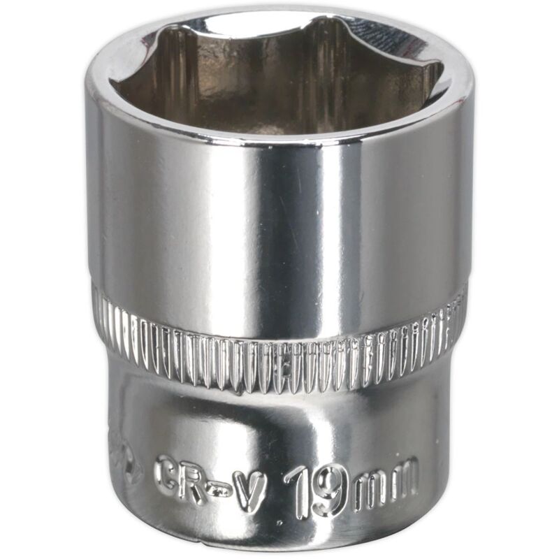SP3819 Premier Fully Polished Socket 3/8''Sq Drive 19mm - Sealey