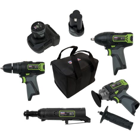 Sealey 4 x SV10.8 Series Cordless Power Tool Kit 10.8V - 2 Batteries CP108VCOMBO1