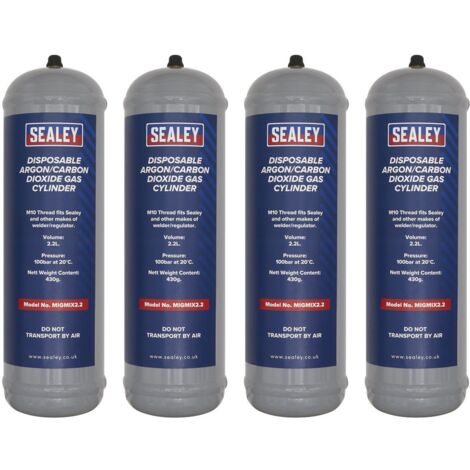 Sealey 430g 2.2L, Disposable Argon/Carbon Dioxide Gas Cylinder - Pack of 4 MIGMIX2.24