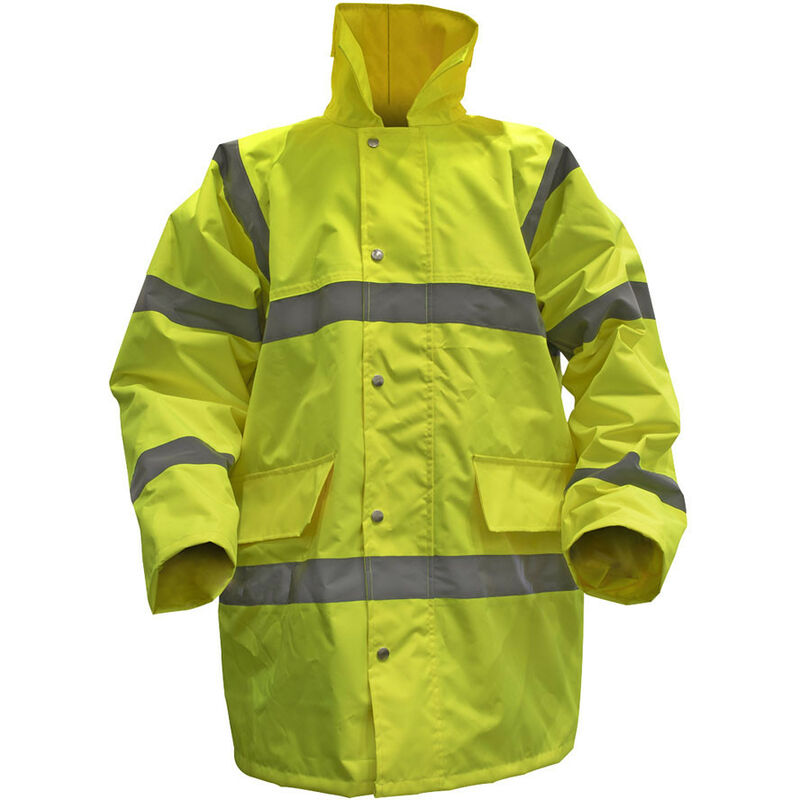 Sealey - 806L Hi-Vis Yellow Motorway Jacket with Quilted Lining - Large