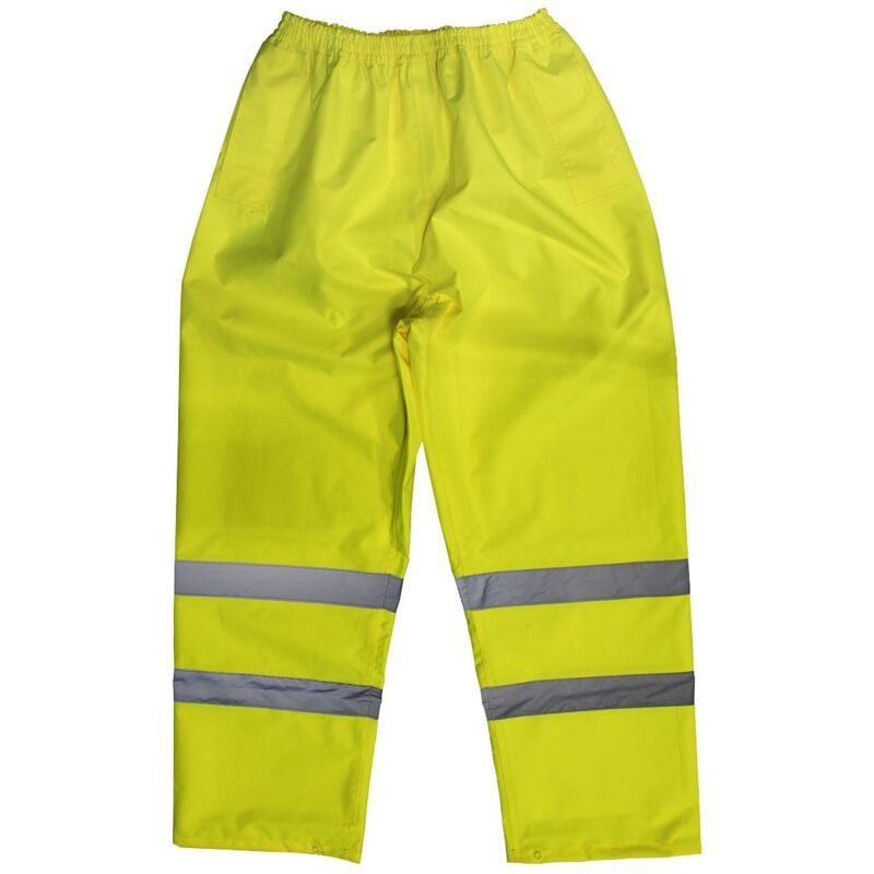 Hi-Vis Yellow Waterproof Trousers - Large 807L - Sealey